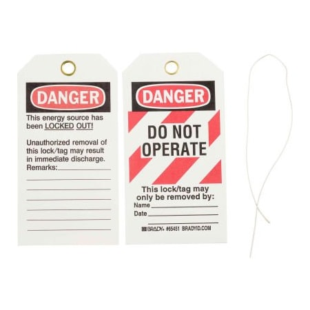 Brady Brady Lockout Tag- Danger Do Not Operate, 2 Sided, Cardstock, 25/Pack 65451